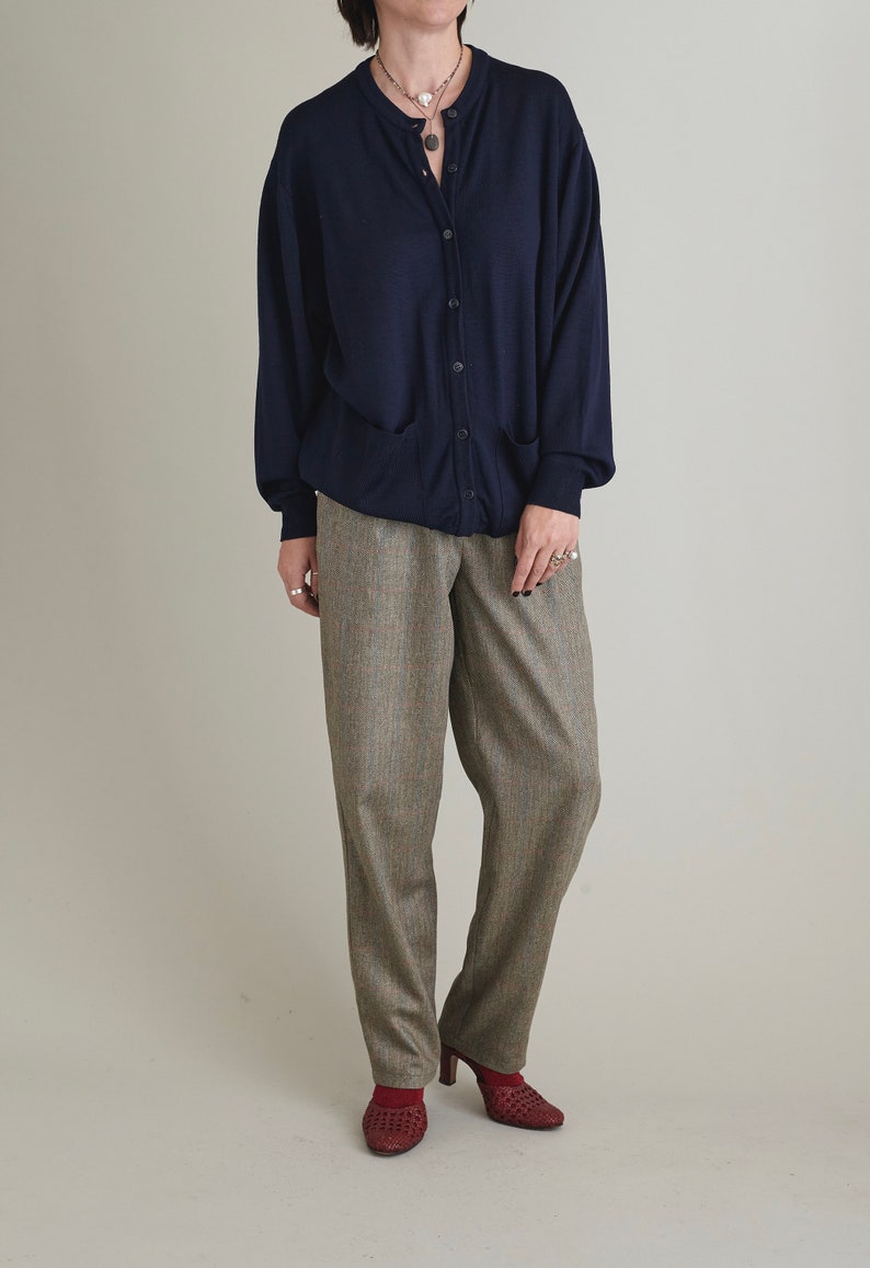 Silk - Wool Pants for Women Size XXS - XXL | Fall, Spring Tailored Trousers with High Waist and Pleats in Herringbone Design FTN1_98WOL_SIL