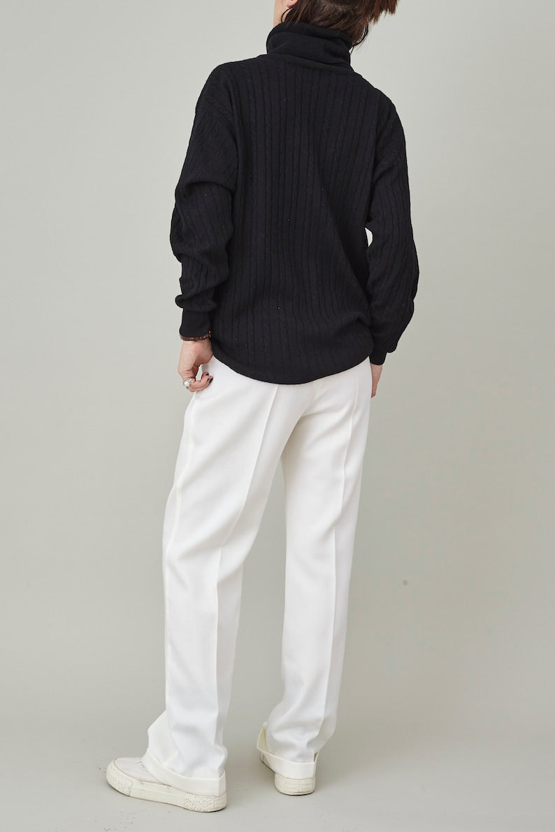 White Wool Pants for Women, Pleated, High Waist Straight-Leg Tailored Trousers with Ironed Crease, Elegant Bottoms for Formal Outfits