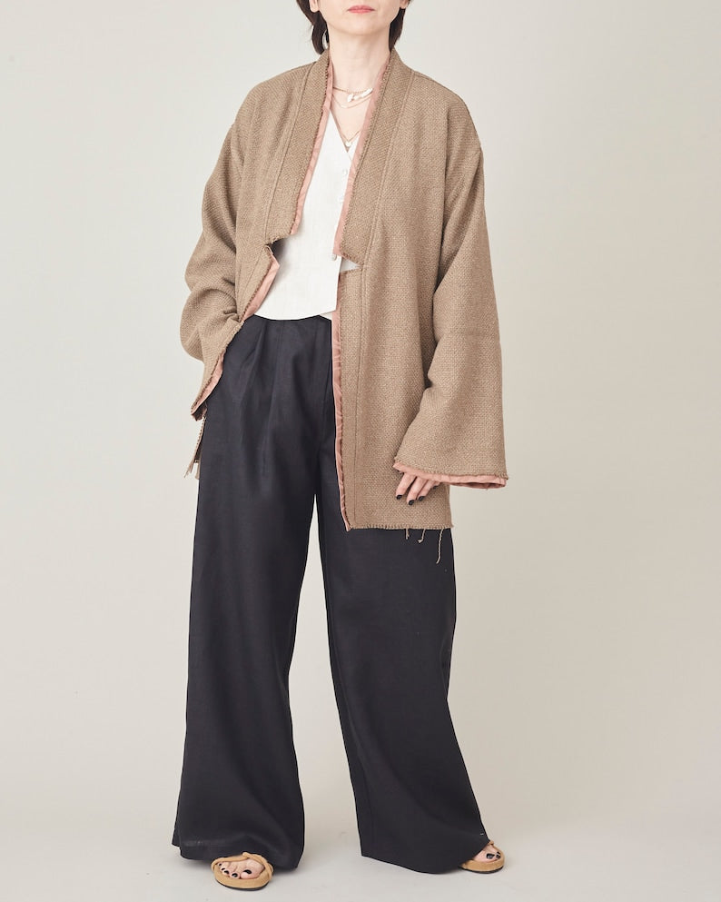 Black Linen Pants for Women, Wide Leg, Pleated High Waist, Flowy Trousers with Pockets, Chic Summer Bottoms, More Color Options