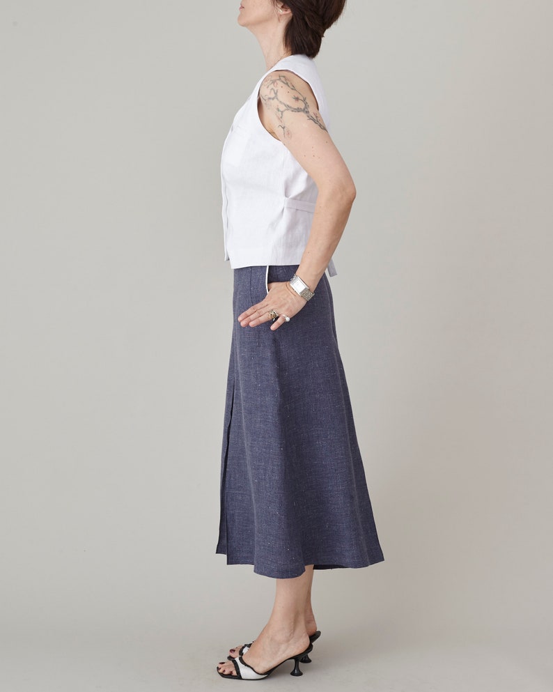 Elegant Linen Skirt Pants for Women, Chic Summer Culottes in Versatile Colors, with Pockets