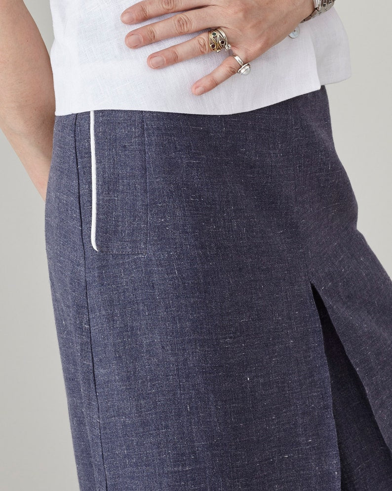 Elegant Linen Skirt Pants for Women, Chic Summer Culottes in Versatile Colors, with Pockets