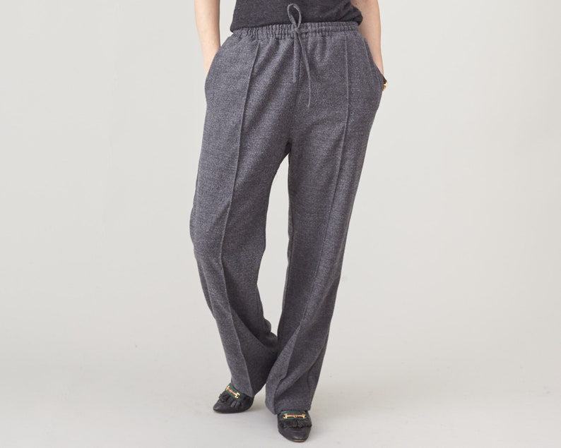 Handmade 100% Wool Winter Pants for Women, with Cotton Lining - Custom Made Wool Active Pants with Pockets and Drawstring Waist, Cozy Warm