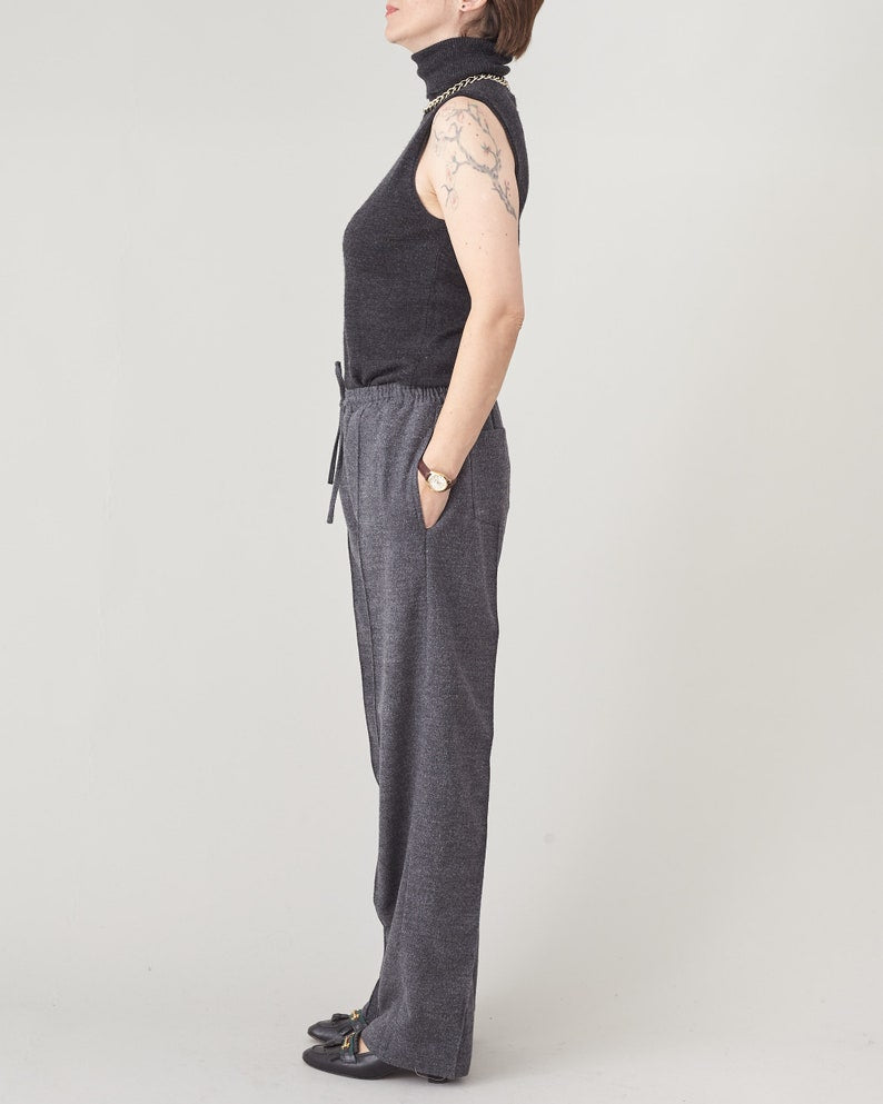Handmade 100% Wool Winter Pants for Women, with Cotton Lining - Custom Made Wool Active Pants with Pockets and Drawstring Waist, Cozy Warm