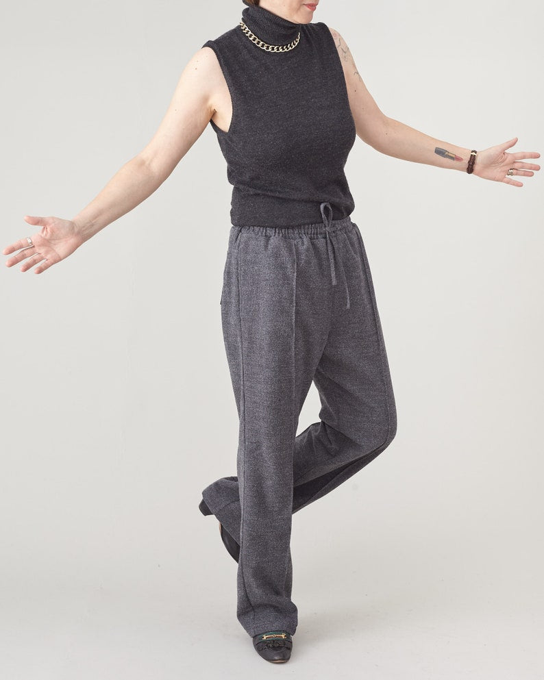 Handmade 100% Wool Winter Pants for Women, with Cotton Lining - Custom Made Wool Active Pants with Pockets and Drawstring Waist, Cozy Warm