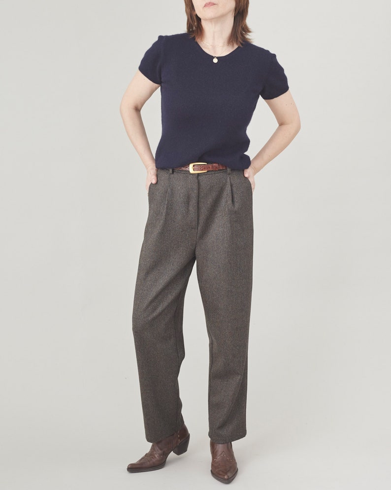 Handmade 100% Wool Pants for Women, Pleated High Waist Design, Best for Winter, Spring and Fall, Cropped Tapered Cut, Fully Lined FTN1_51WOL