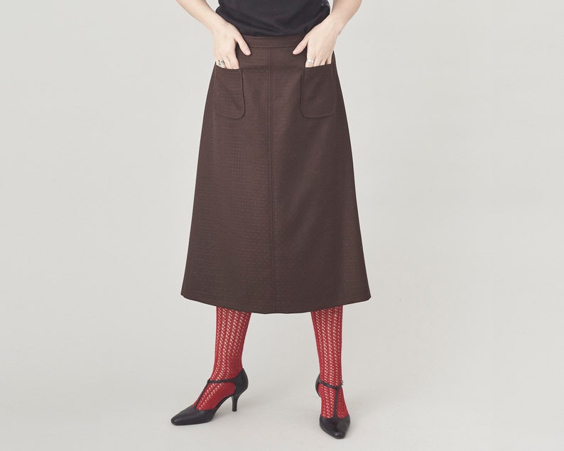 Handmade 100% Wool Brown Skirt for Women, Simple, Clean Design A-line, Midi Skirt for Elegant Business Looks, Fall, Spring Custom Size Skirt