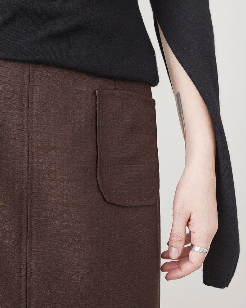 Handmade 100% Wool Brown Skirt for Women, Simple, Clean Design A-line, Midi Skirt for Elegant Business Looks, Fall, Spring Custom Size Skirt