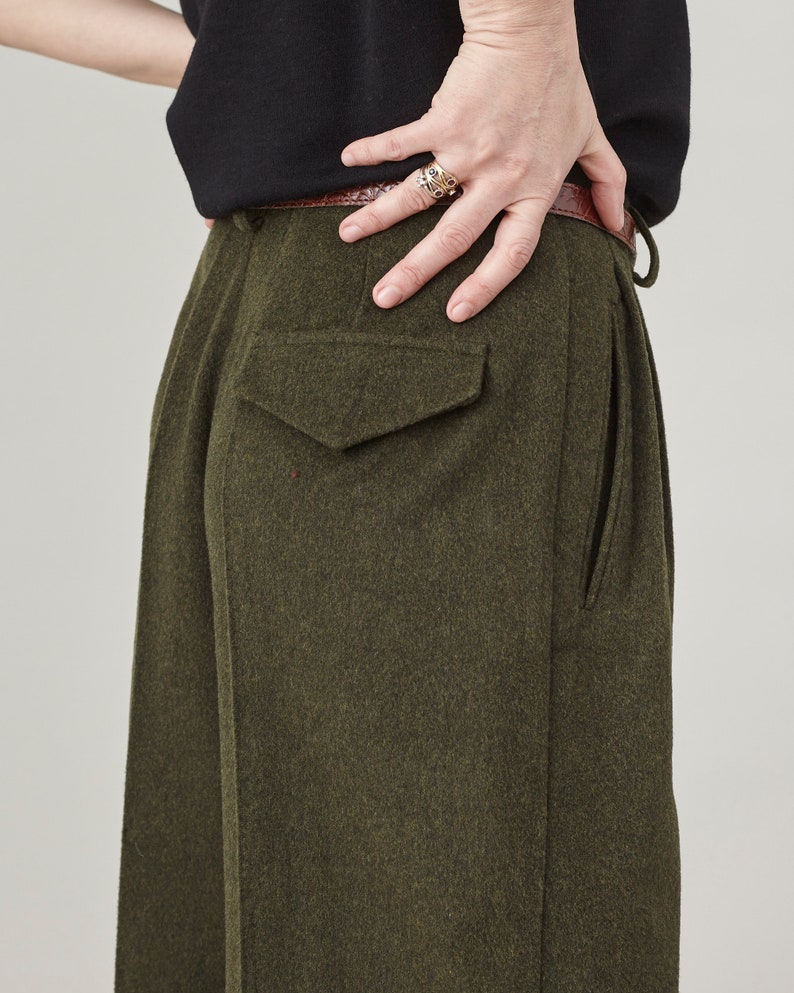 Handmade 100% Cashmere Dress Pants for Women, Elegant Wide-Leg, High-Rise, Pleated Winter Trousers, Thick, Warm Pants: Black, Beige, Khaki