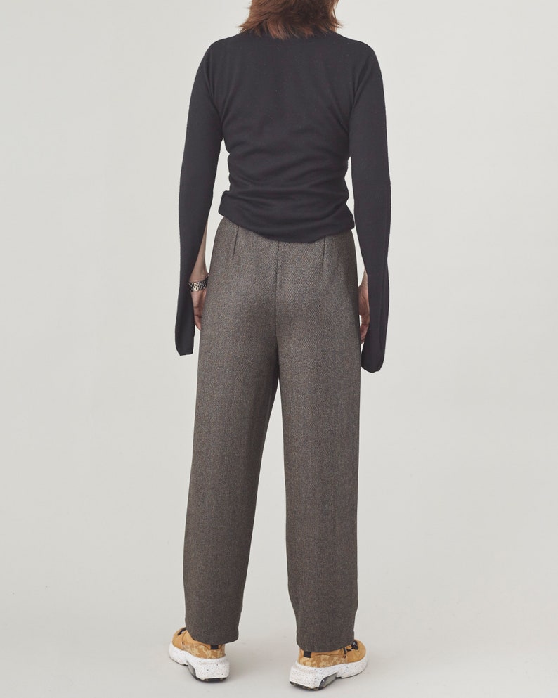 Handmade 100% Wool Pants for Women, Pleated High Waist Design, Best for Winter, Spring and Fall, Cropped Tapered Cut, Fully Lined FTN1_51WOL