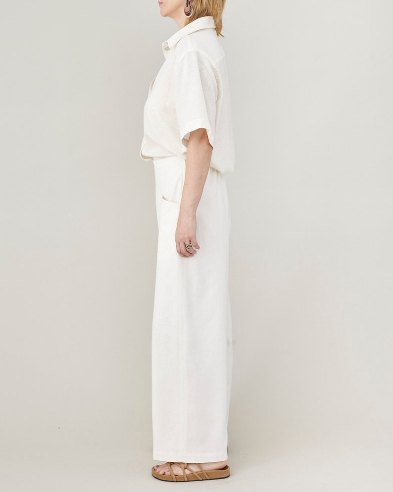 Handmade 100% Silk Pants for Women | Cropped, Wide Leg Summer Trousers in Ivory White