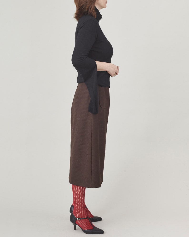 Handmade 100% Wool Brown Skirt for Women, Simple, Clean Design A-line, Midi Skirt for Elegant Business Looks, Fall, Spring Custom Size Skirt
