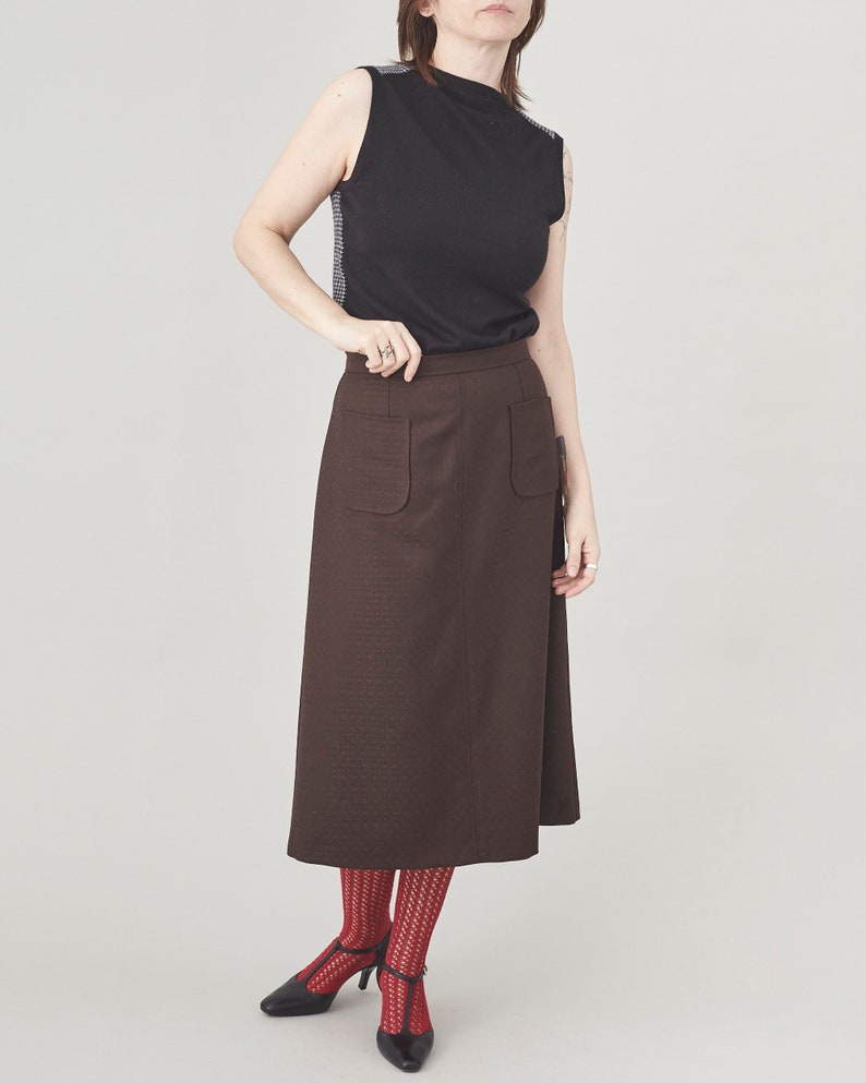 Handmade 100% Wool Brown Skirt for Women, Simple, Clean Design A-line, Midi Skirt for Elegant Business Looks, Fall, Spring Custom Size Skirt
