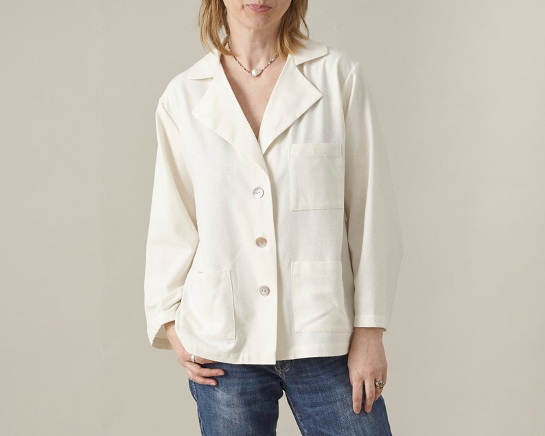 Handmade 100% Silk Pyjama Style Blouse for Women, Pure Raw Silk Minimalist Long Sleeve Top or Relaxed Fit Casual Blazer