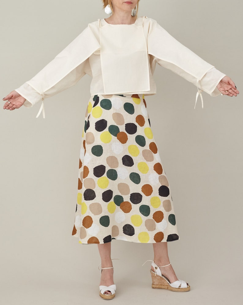 White Silk Crop Top for Women, Long Sleeve, Layered Blouse, Unique Avangarde Design with String Tie for Contemporary Looks