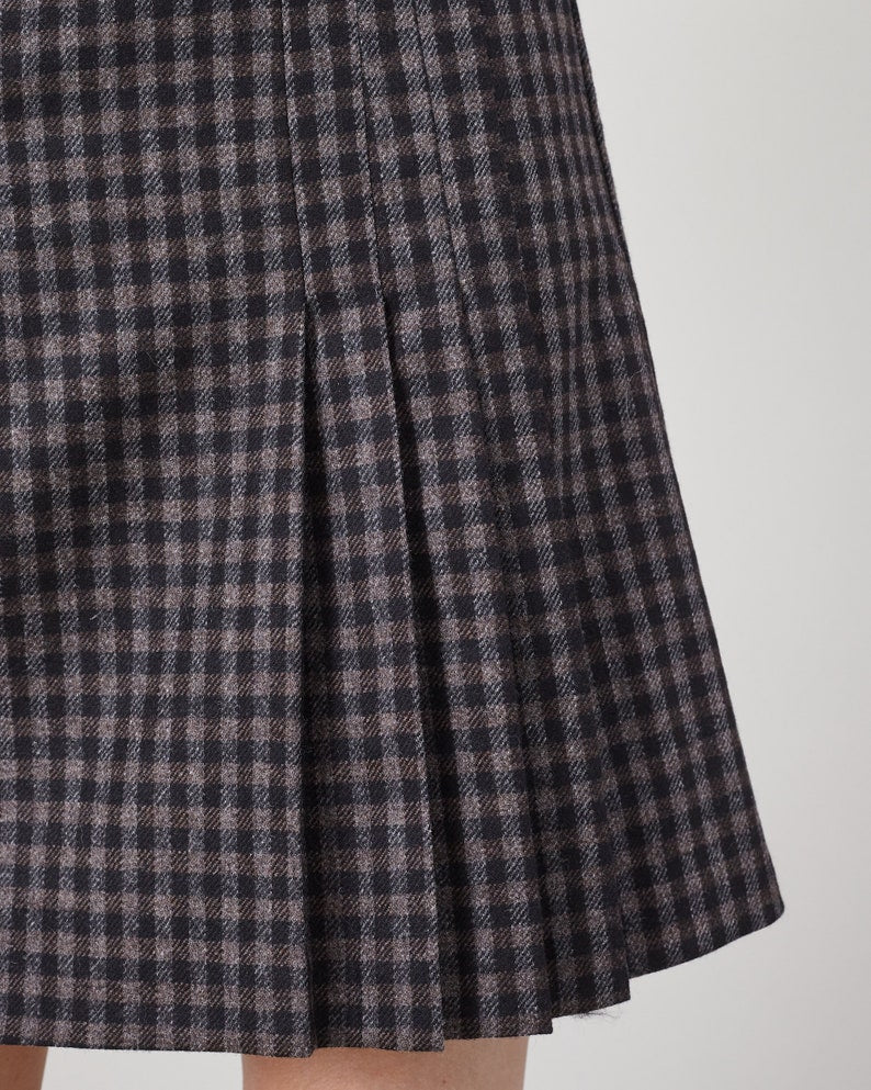 Handmade 100% Wool Pleated Mini Skirt – Elegant Preppy A-Line Design for Fall, Winter, Spring in Solid, Plaid, or Herringbone Patterns