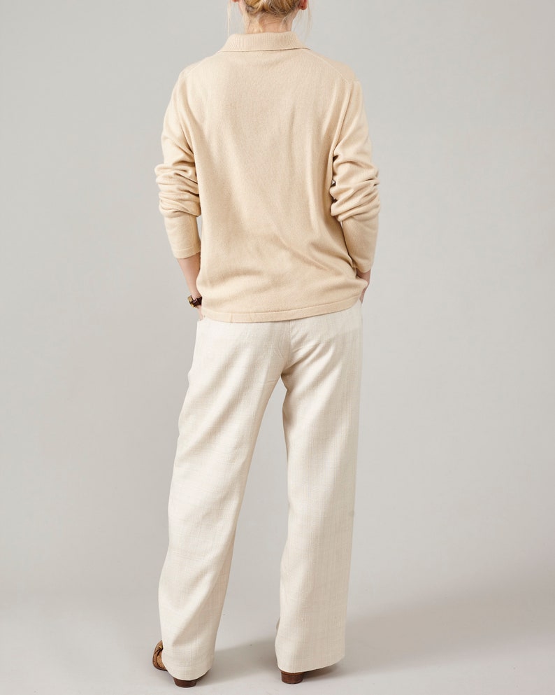Handmade 100% Silk Pants for Women, Straight Cut, Loose Fit Tailored Trousers for Spring - Summer, Elegant Pants in Light Beige, Grey, Red