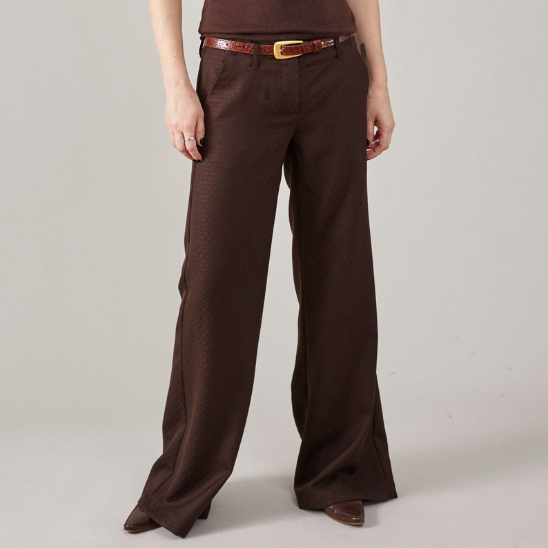 Brown Wool Flared Bell Bottom Pants for Women | Versatile Day-to-Evening Style | Perfect Gift for Dancing Enthusiasts