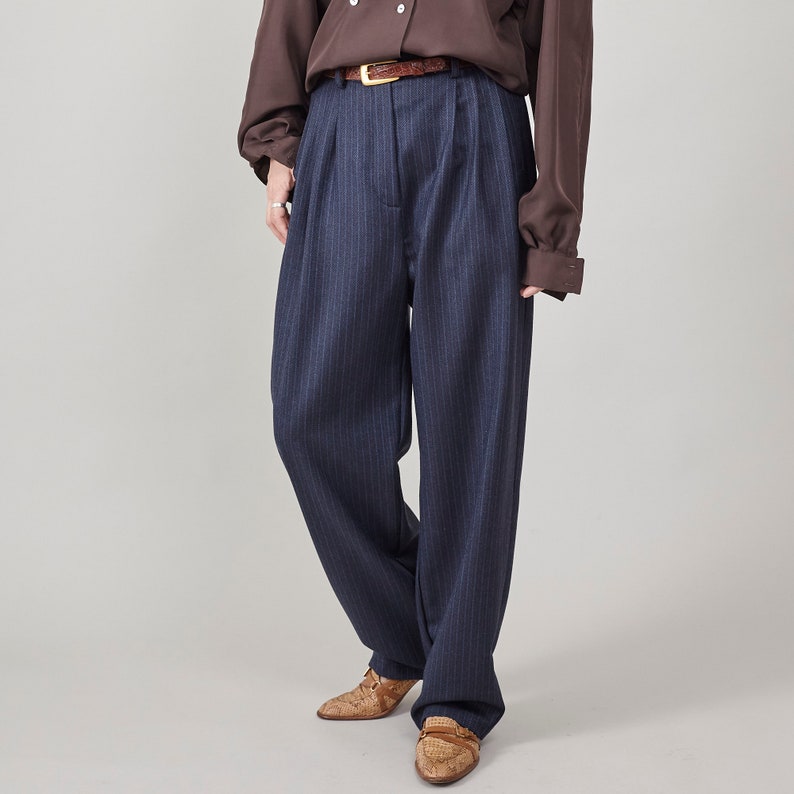Handmade 100% Wool Trousers for Women - Mid-Rise, Roomy Crotch, Ideal for Spring/Fall/Winter, Perfect for Office & Urban Style, Color Option