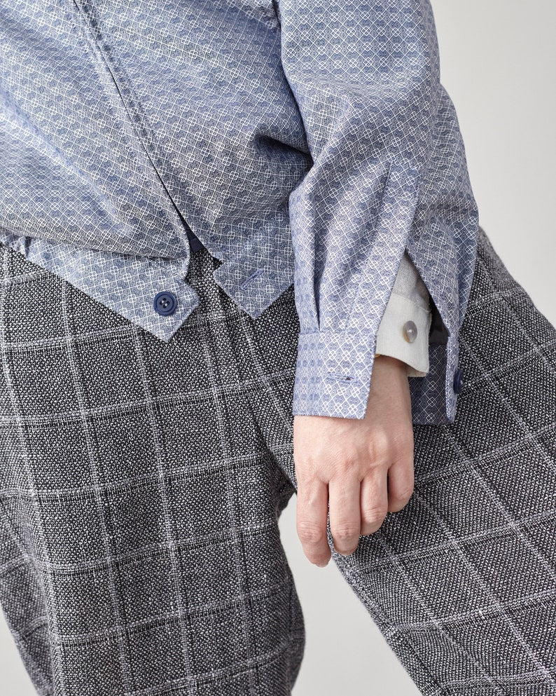 Plaid Wool Pants for Women | Chic Straight-Leg Trousers with Wide Silhouette and Comfortable Mid-Rise Waist