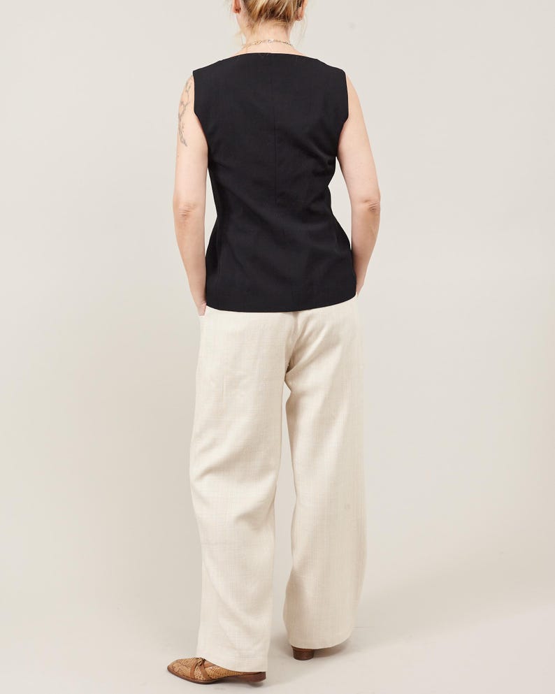 100% Wool Waistcoat for Women – Long Line Tailored Vest, Structured Gilet, Elegant Versatile Workwear for Spring, Summer Business Casual