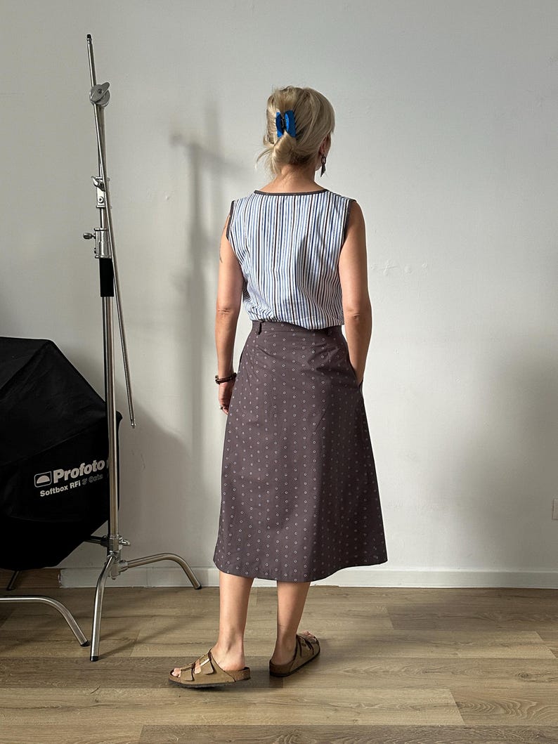 Top Skirt Summer Set – Lightweight Cotton Co-ords – Striped Tank Top and Polka Dot Midi Skirt Casual Outfit for Women