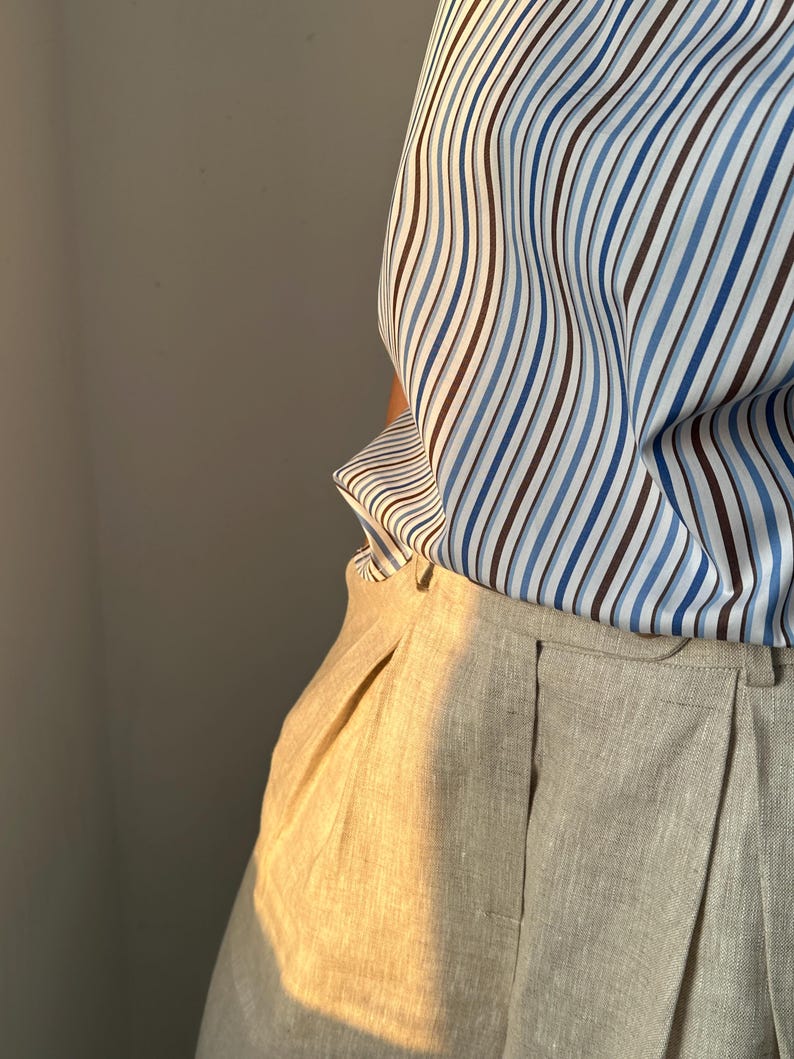 Linen Cropped Pants – Wide Leg, Barrel Cut Linen Trousers in Sand Beige, Chic Summer Pants for Office or Casual Wear – Fine Thee