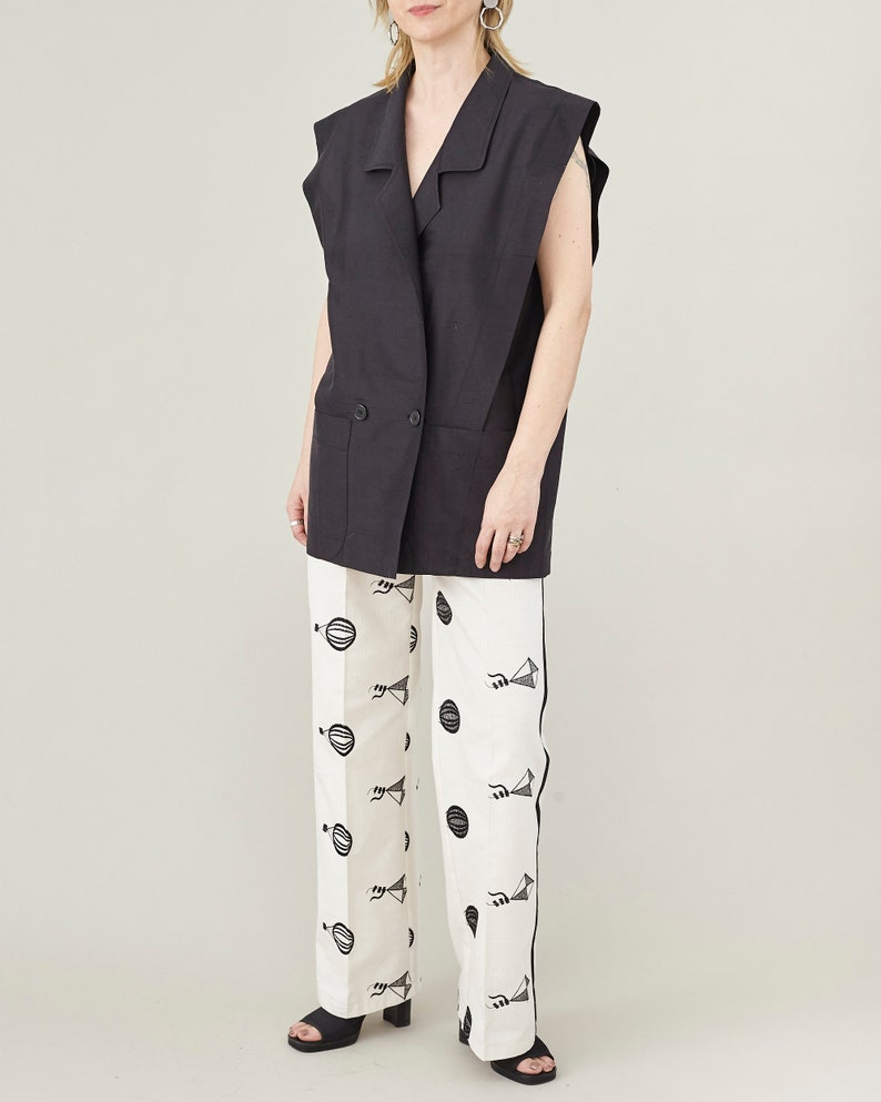 100% Silk Sleeveless Blazer – Strong Padded Shoulders by Fine Thee, product image 5