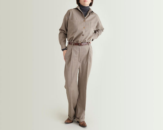 100% Wool Shirt and Trouser Set – Relaxed Tailored Fit by Fine Thee, product image 1