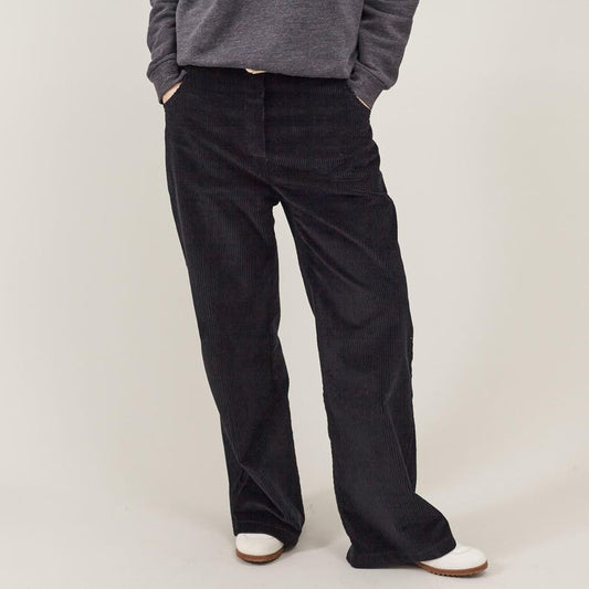 Black Cotton Corduroy Pants – Relaxed Bootcut by Fine Thee, product image 1