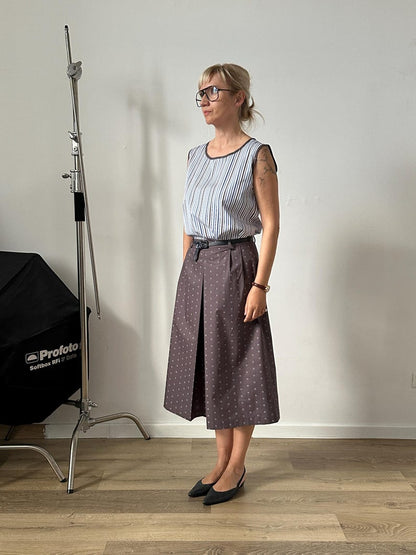 Cotton Two-Piece Set – Striped Top and Polka Dot Midi Skirt by Fine Thee, product image 2