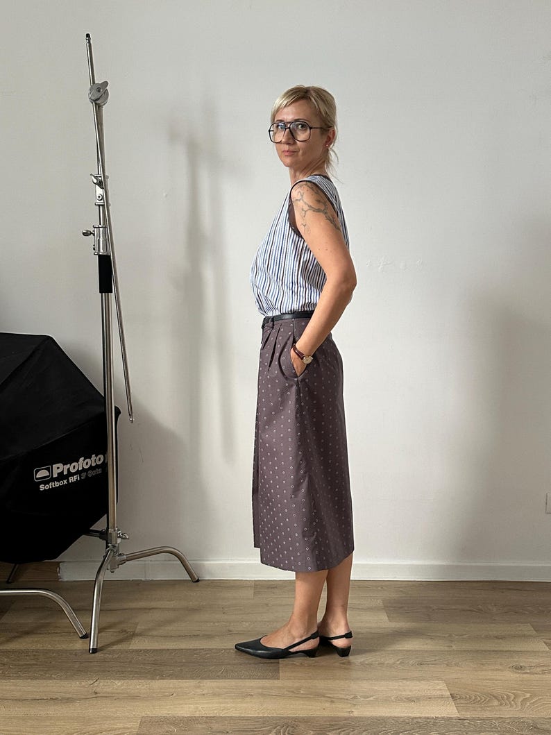 Cotton Two-Piece Set – Striped Top and Polka Dot Midi Skirt by Fine Thee, product image 4