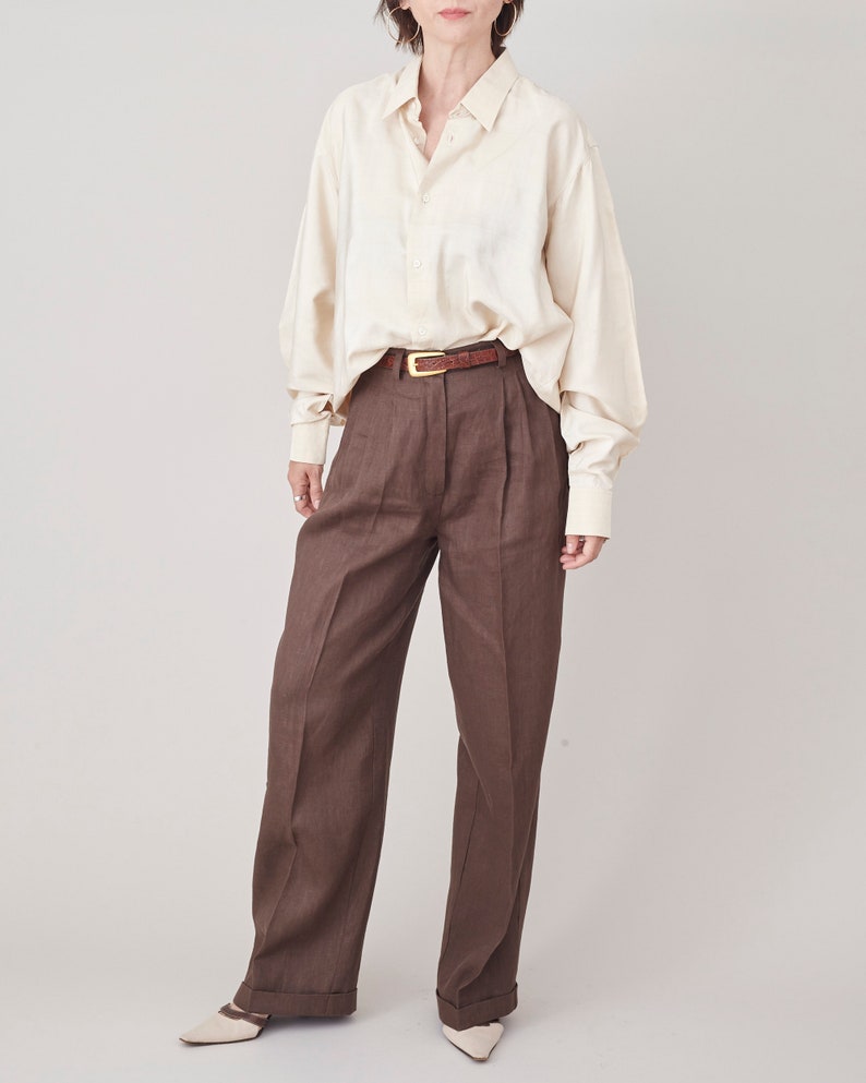 High-Waisted Linen Wide-Leg Pants – Pleated by Fine Thee, product image 1