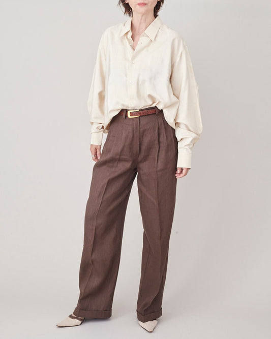 High-Waisted Linen Wide-Leg Pants – Pleated by Fine Thee, product image 1