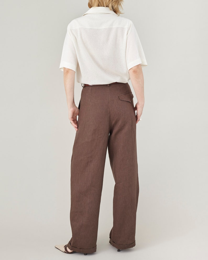High-Waisted Linen Wide-Leg Pants – Pleated by Fine Thee, product image 6