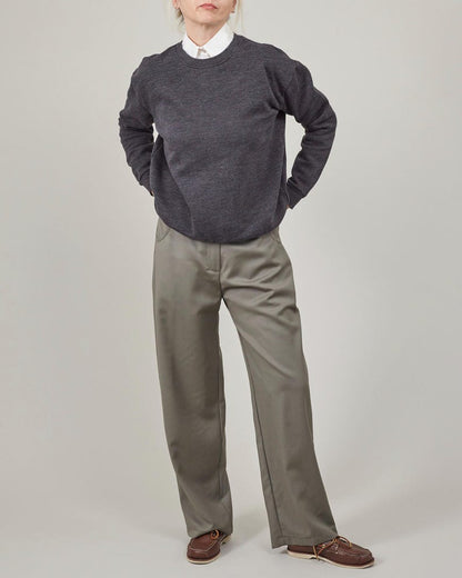Khaki Wool Straight-Leg Pants – Relaxed Tailored Fit by Fine Thee, product image 2