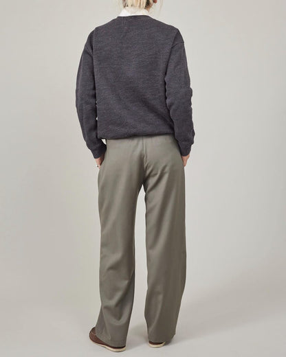 Khaki Wool Straight-Leg Pants – Relaxed Tailored Fit by Fine Thee, product image 5
