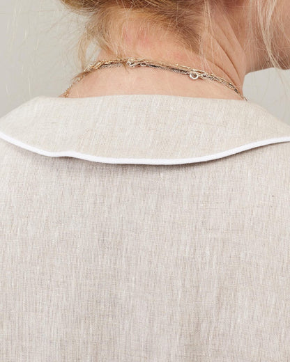Linen Blouson Midi Dress – V-Neck, Piped Pockets by Fine Thee, product image 6