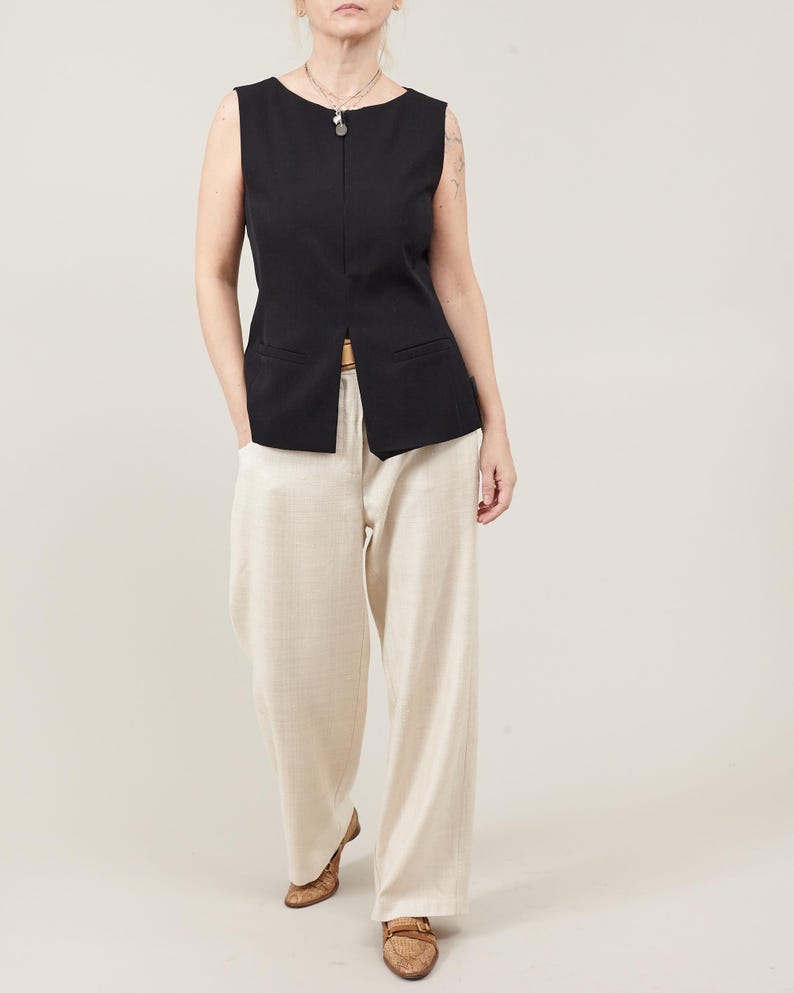 Longline Wool Waistcoat – Zip-Front Tailored Vest by Fine Thee, product image 1