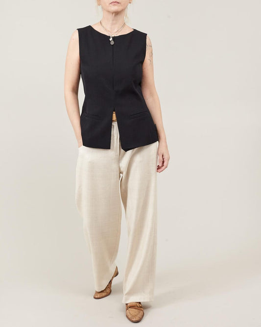 Longline Wool Waistcoat – Zip-Front Tailored Vest by Fine Thee, product image 1