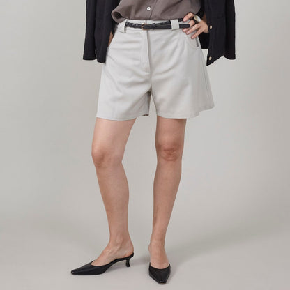 Mint Wool Tailored Shorts – Relaxed Mid-Rise by Fine Thee, product image 1