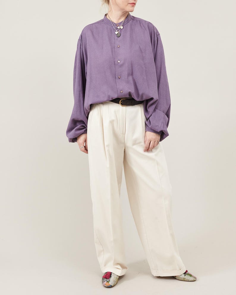 Off-White Cotton Wide-Leg Pants – High-Waisted by Fine Thee, product image 2