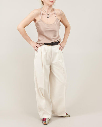 Off-White Cotton Wide-Leg Pants – High-Waisted by Fine Thee, product image 3