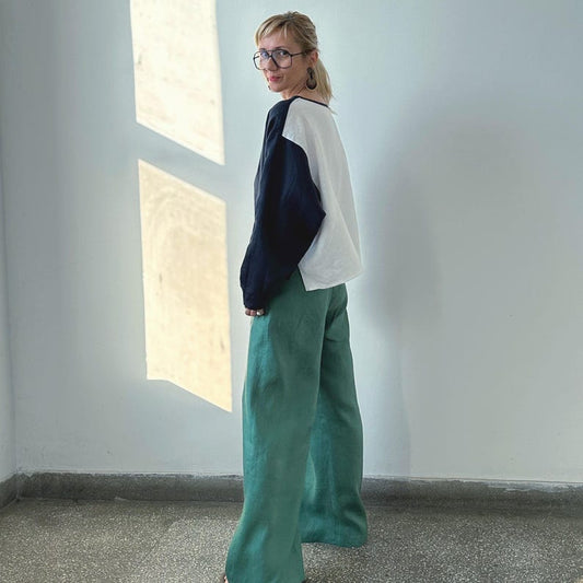 Oversized Linen Blouse – Asymmetrical Longline Cut by Fine Thee, product image 1
