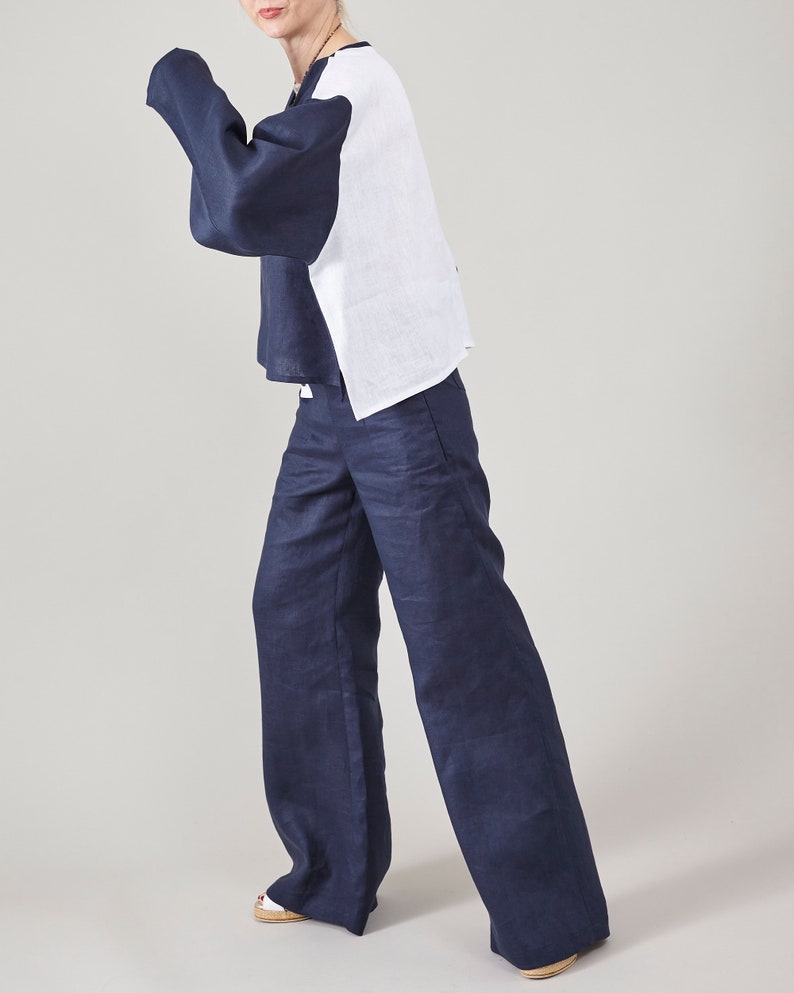 Oversized Linen Blouse – Asymmetrical Longline Cut by Fine Thee, product image 3