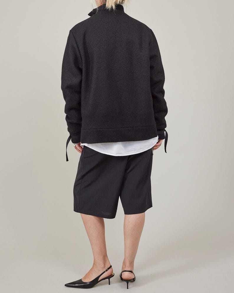 Wool Cape Jacket – Half-Zip High Collar, Cotton Lined by Fine Thee, product image 4