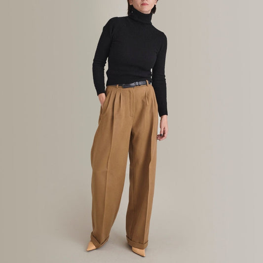 Wool Cashmere Wide-Leg Pants – High Rise, Optional Lining by Fine Thee, product image 1