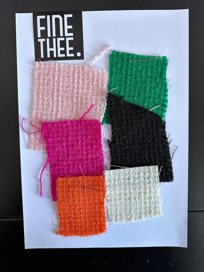 Color swatches on a card with 'Fine Thee' branding