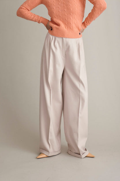 Two Piece Set for Women | Wide Leg Pants and Matching Blouse | Wool Pants and Matching Blouse