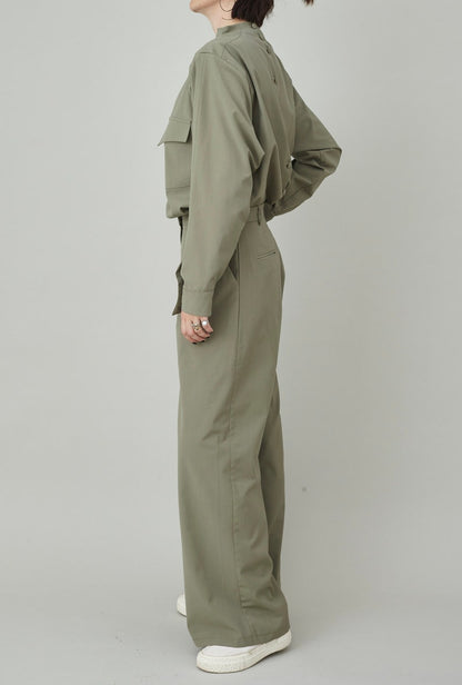 Custom Wool Two Piece Set | Drape Collar Blouse + Wide-Leg Pants | Quiet Luxury Monochrome Suit | Tailored Workwear for Women