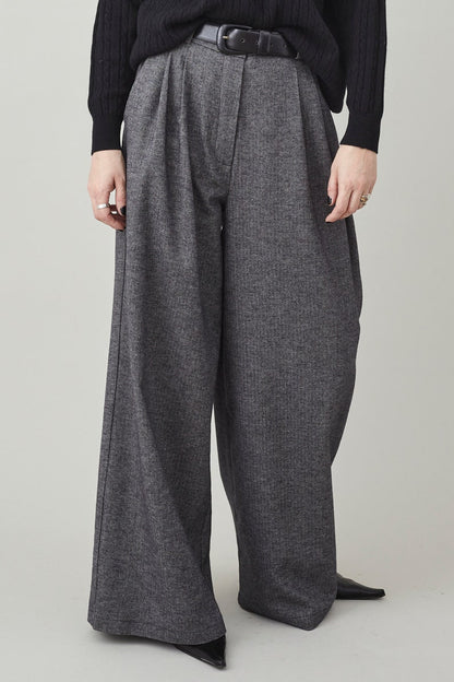 Handmade Wide Leg Pants for Women, Custom Tailored Trousers with High Rise and Pleats, Grey Herringbone Print Soft Cotton Spring Fall Pants